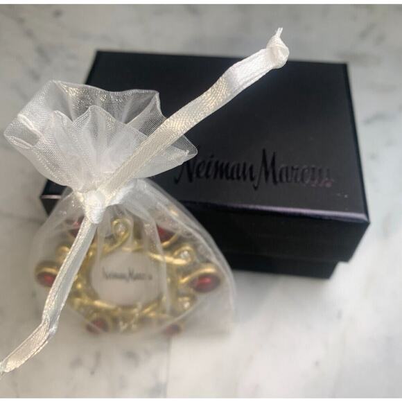 Jay Strongwater Neiman Marcus Swarovski Crystal Mini Photo Frame Red Gold w Box - Picture 5 of 6